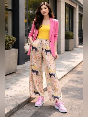 Pink Floral & Jungle Print Lounge Pants
